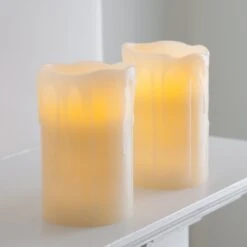 Lot De 2 Bougies LED à Piles En Cire Avec Effet Fondu Et Minuterie