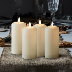 Lot De 4 Bougies Piliers TruGlow® Ivoire De 15 Cm à LED