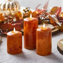 Lot De Citrouilles Lumineuses Et Bougies D'Automne 8 Lot De Citrouilles Lumineuses Et Bougies D'Automne -Boutique De Noël CA20013 lot de 3 bougies piliers truglow orange mouchete 4 0cafedbb 47c6 4555 83f7 1930b85967bd