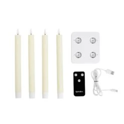 Lot De 4 Chandelles Rechargeables TruGlow® Avec Télécommande -Boutique De Noël CA25005RCH contenu de l emballage
