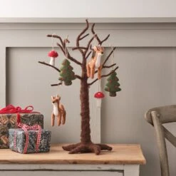 Lot D’Arbuste Décoratif Et 3 Décorations De Noël En Feutre à Suspendre