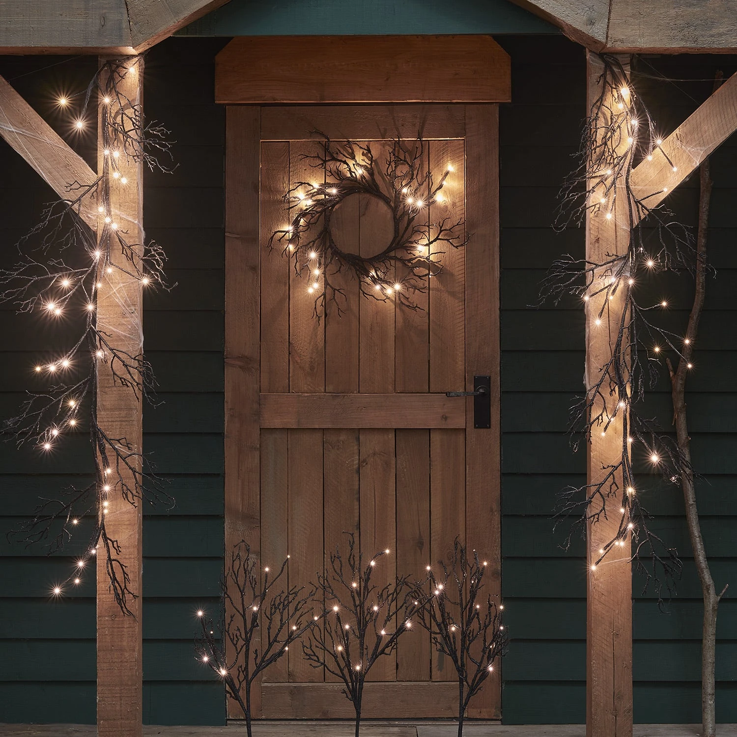 Lot De Couronne, Guirlande Et Piquets De Branches Mortes Pour Halloween 1 Lot De Couronne, Guirlande Et Piquets De Branches Mortes Pour Halloween