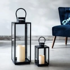 Malvern Lot De 2 Lanternes De Jardin -Boutique De Noël D LA170012 Malvern Black Candle Lantern Bundle Pair Urban House Chair P2