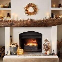 Lot Couronne Et Guirlande Automnales -Boutique De Noël D WR21011GA lot couronne et guirlande automnales tons oranges 3