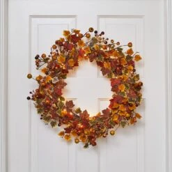 Couronne Automnale Pré-éclairée De 46 Cm 5 Couronne Automnale Pré-éclairée De 46 Cm -Boutique De Noël D WR21011 couronne automnale pre eclairee de 46 cm 2