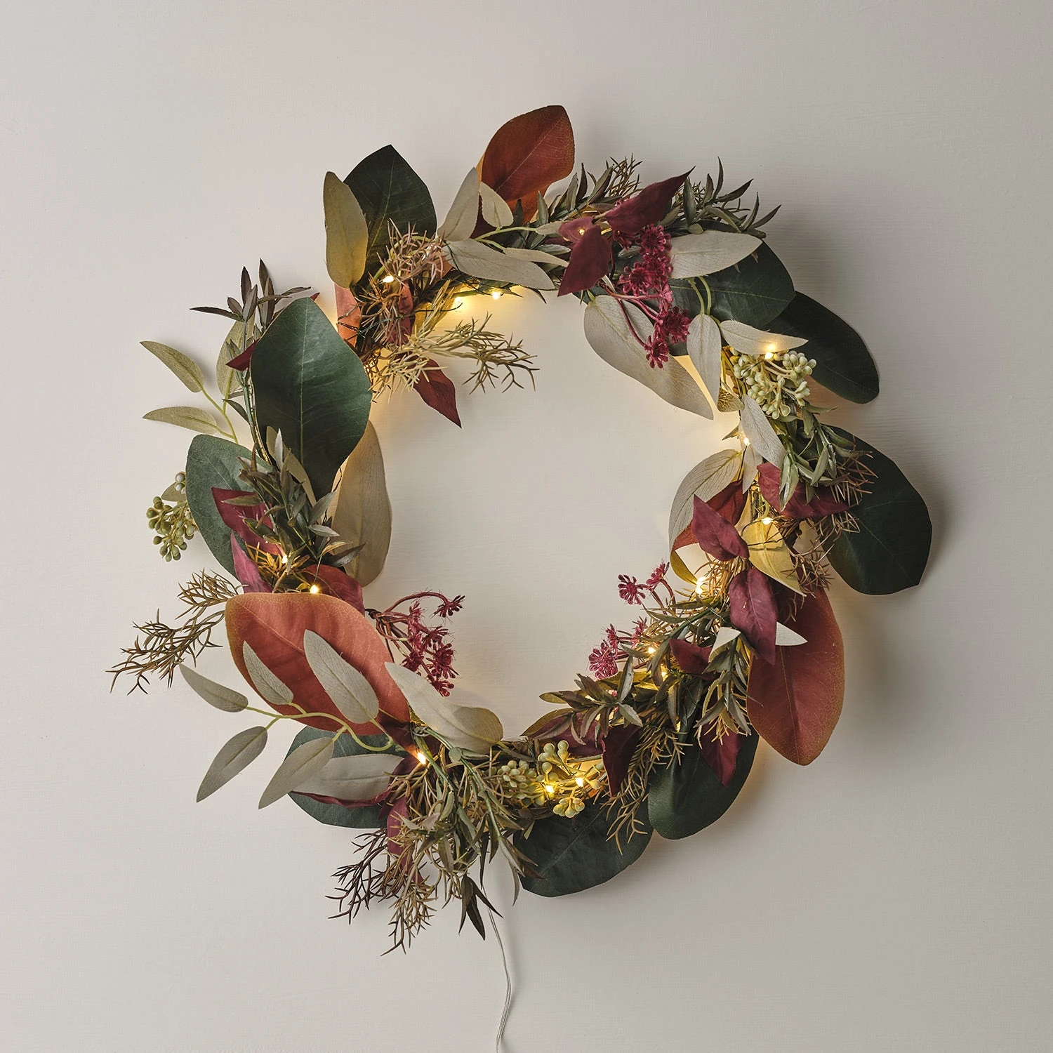 Couronne Automne-Hiver De 40 Cm Et Micro LED 1 Couronne Automne-Hiver De 40 Cm Et Micro LED