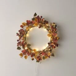 Couronne Automnale à Baies De 40 Cm Et Micro LED