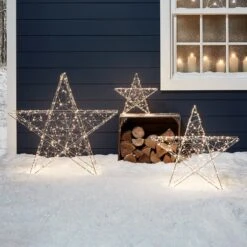 Lot De 3 Étoiles Lumineuses D'Extérieur à Micro LED -Boutique De Noël D XX191012 Trio Etoiles 3D Exterieur Micro LED Lumineux P3