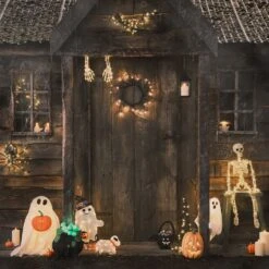 Lot De Décoration D'Halloween En Rotin : Araignée, Chapeau De Sorcière, Et Chauve-Souris -Boutique De Noël Deco halloween exterieure avec une selection de figurines lumineuses