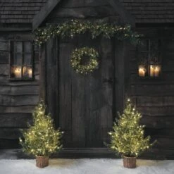 Lot De Décorations De Noël Pré-éclairées Pour Porte D'Éntrée