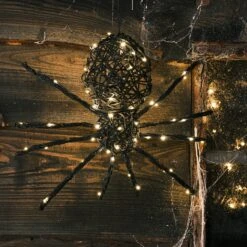 Araignée Lumineuse De 34 Cm, En Rotin -Boutique De Noël HA24018 araignee lumineuse de 34 cm en rotin 1