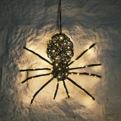 Araignée Lumineuse De 34 Cm, En Rotin