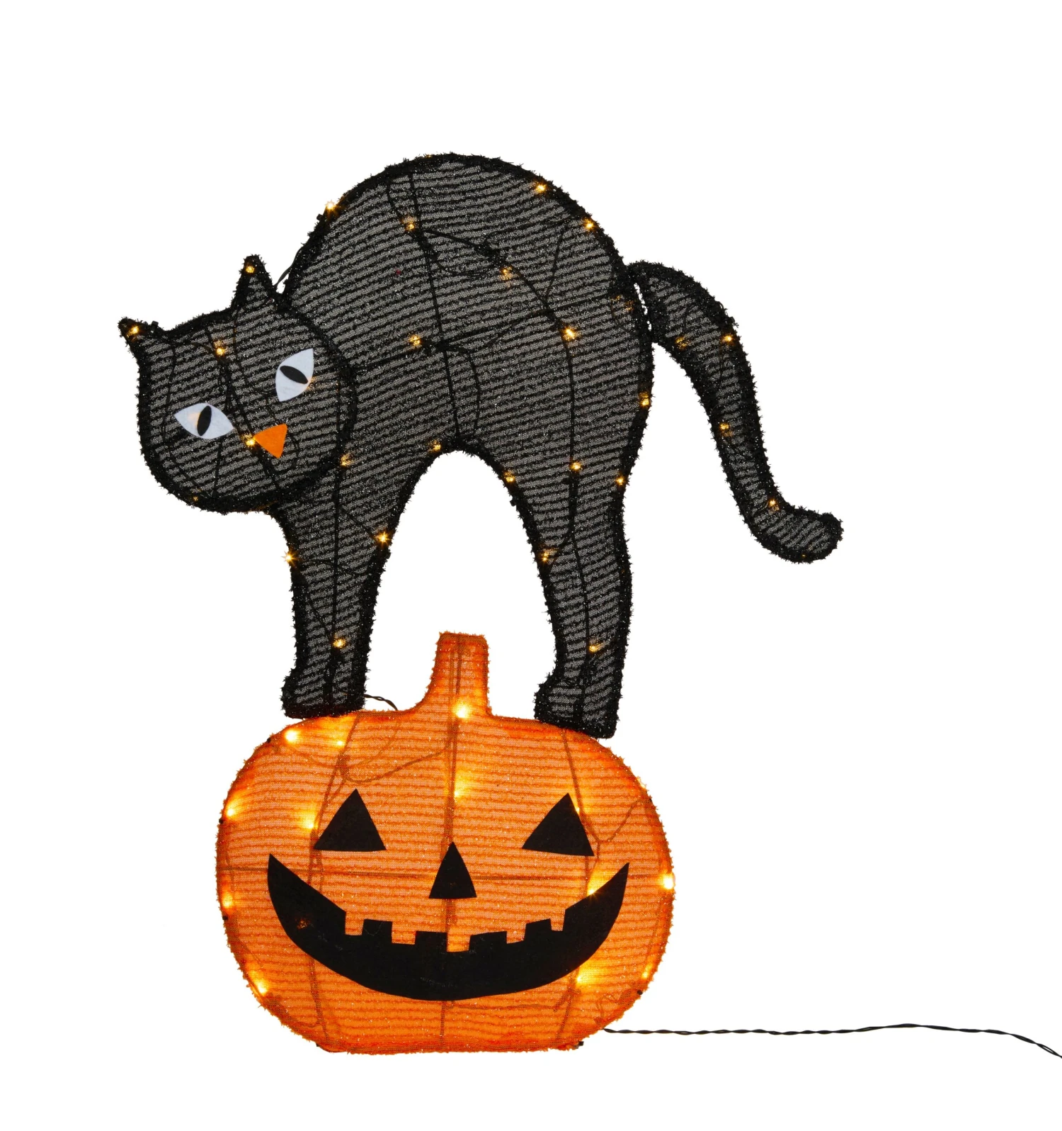Silhouette Lumineuse Chat Noir Et Citrouille D'Halloween 4 Silhouette Lumineuse Chat Noir Et Citrouille D'Halloween – Image 4