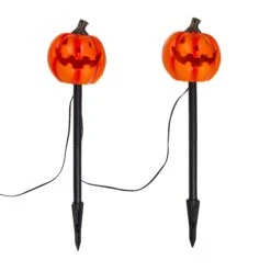 Lot De 4 Balises Lumineuses Citrouilles -Boutique De Noël HA25006OFF balises lumineuse citrouilles sur fond blanc eteintes 1