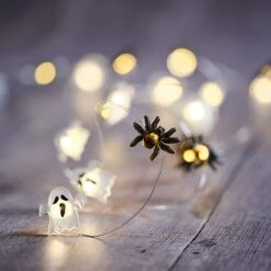 Lot De Cloche En Verre & Guirlande Micro LED Fantômes Et Araignées -Boutique De Noël HA25015 guirlande micro led fantomes et araignees 1
