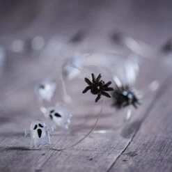 Lot De Cloche En Verre & Guirlande Micro LED Fantômes Et Araignées -Boutique De Noël HA25015 guirlande micro led fantomes et araignees eteinte 1