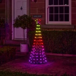 Sapin De Noël Cône Lumineux D’Extérieur De 1,5 M à Fonction Changement De Couleur