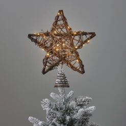 Lot De Décorations De Noël Lumineuses En Rotin 7 Lot De Décorations De Noël Lumineuses En Rotin -Boutique De Noël L4F25018 cimier de sapin etoile en rotin a micro led 1 1