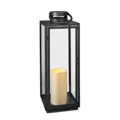Grande Malvern Lanterne De Jardin -Boutique De Noël LA17001 Malvern Black Outdoor Battery LED Candle Lantern Studio P5