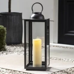 Grande Lanterne Avec Sommet En Forme De Dôme 9 Grande Lanterne Avec Sommet En Forme De Dôme -Boutique De Noël LA18007 Large Domed Iron Garden Lantern Autumn Close P1