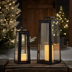 Lot De 2 Lanternes Lumineuses Pour Extérieur En Métal