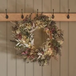 Lot De Couronne & Bouquet Mural Automne-Hiver Pré-éclairés -Boutique De Noël LL WR23001 couronne automne hiver pre eclairee de 60 cm 4