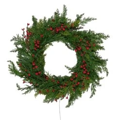 Couronne De Noël Pré-éclairée Aux Baies Rouges 11 Couronne De Noël Pré-éclairée Aux Baies Rouges -Boutique De Noël LL WR25009OFF