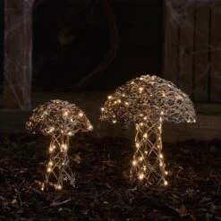 2 Champignons Lumineux En Rotin