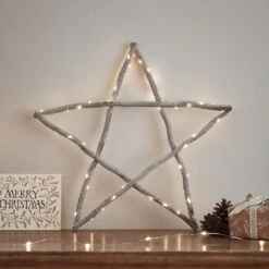 Étoile Lumineuse En Bois Gris -Boutique De Noël LL21098 Etoile Lumineuse de noel en Bois Gris 1