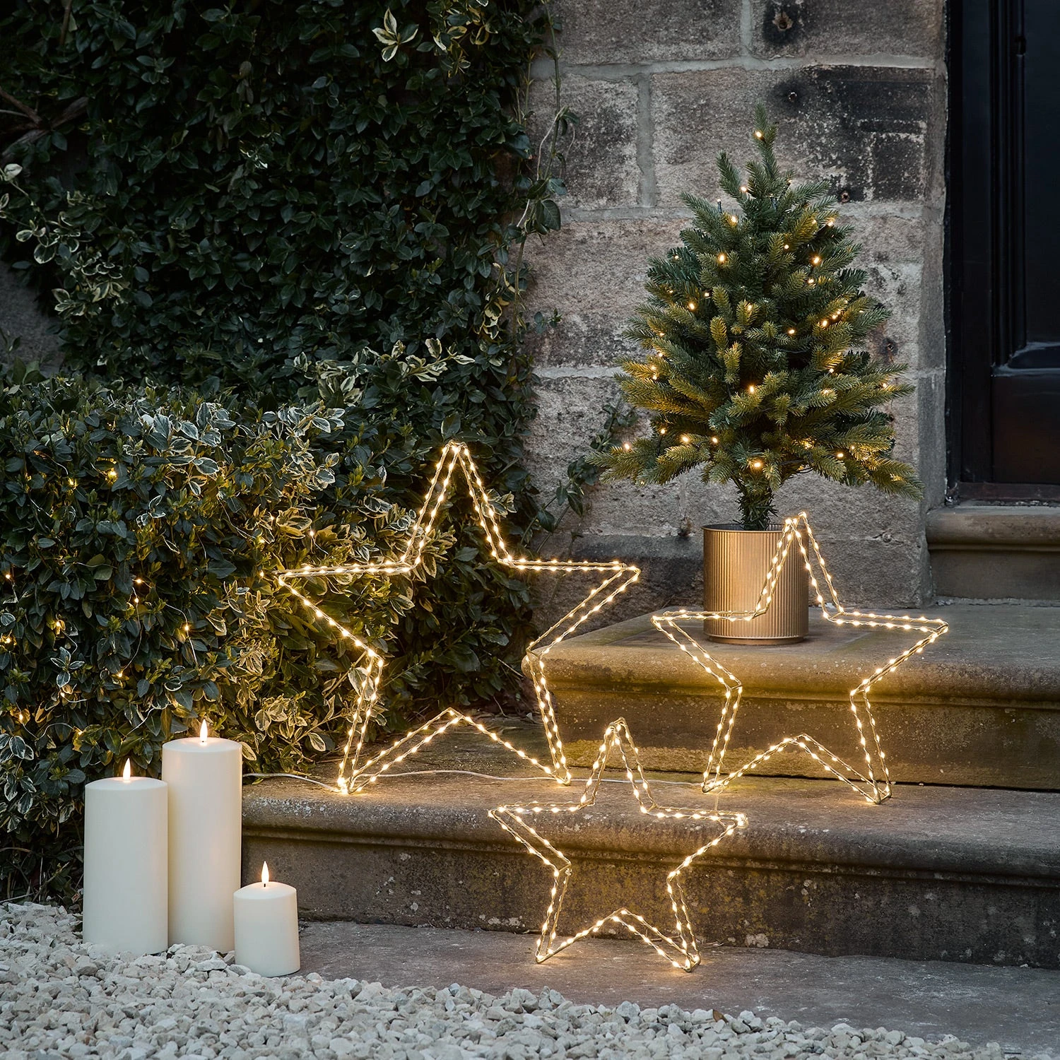 Lot De 3 Étoiles Lumineuses Autoportantes à Micro LED 2 Lot De 3 Étoiles Lumineuses Autoportantes à Micro LED – Image 2