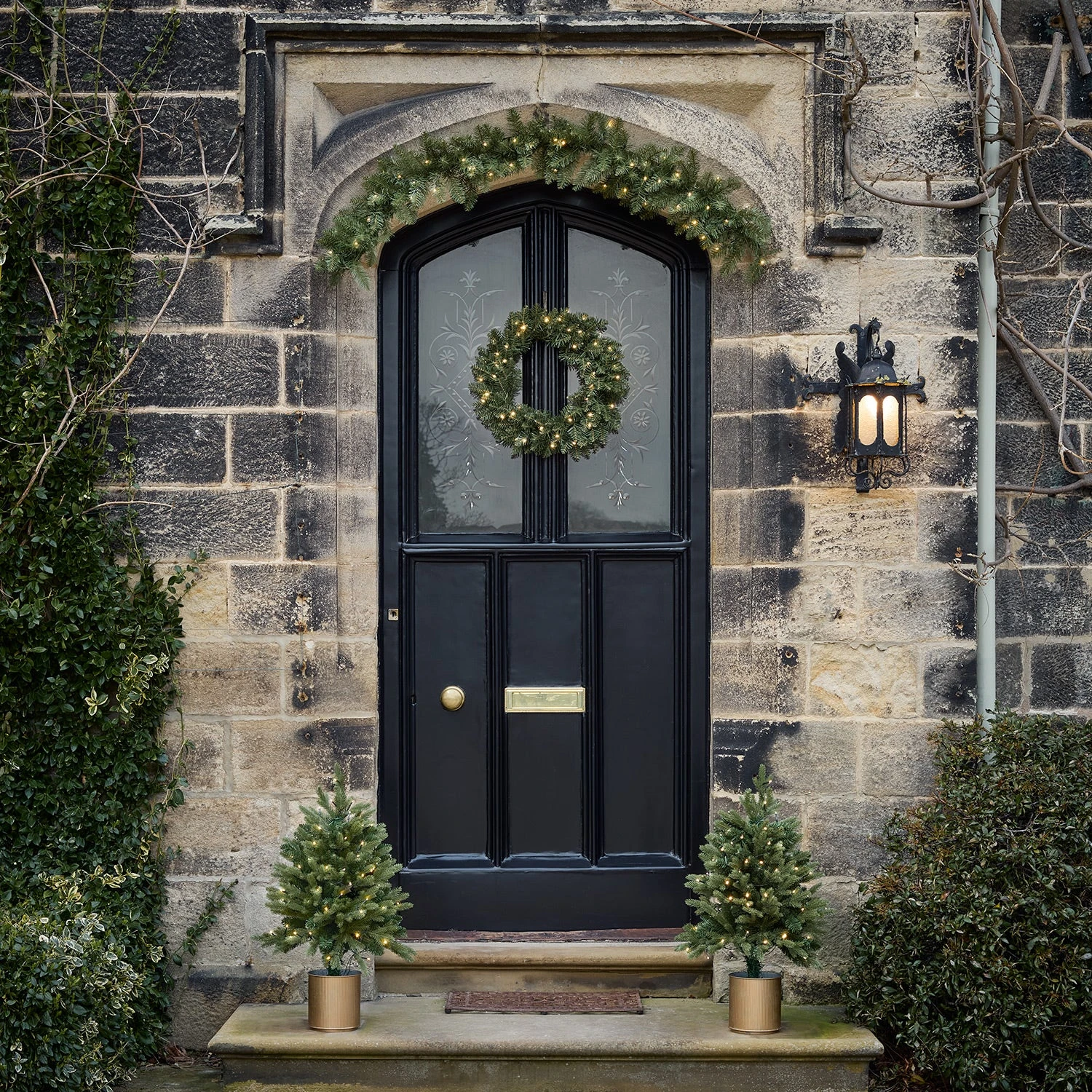 Ensemble De Décorations De Noël Pré-éclairées Pour Porche 1 Ensemble De Décorations De Noël Pré-éclairées Pour Porche