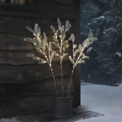 Lot De 3 Branches De Pin Givrées à Micro LED