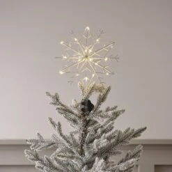 Cimier Flocon De Neige Lumineux En Métal Argenté -Boutique De Noël LL24088 cimier flocon de neige lumineux en metal argente 2