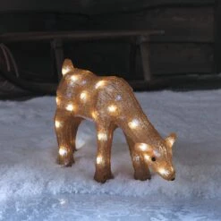 Biche Lumineuse à Piles De 26 Cm Au Pâturage, Figurine De Noël En Acrylique