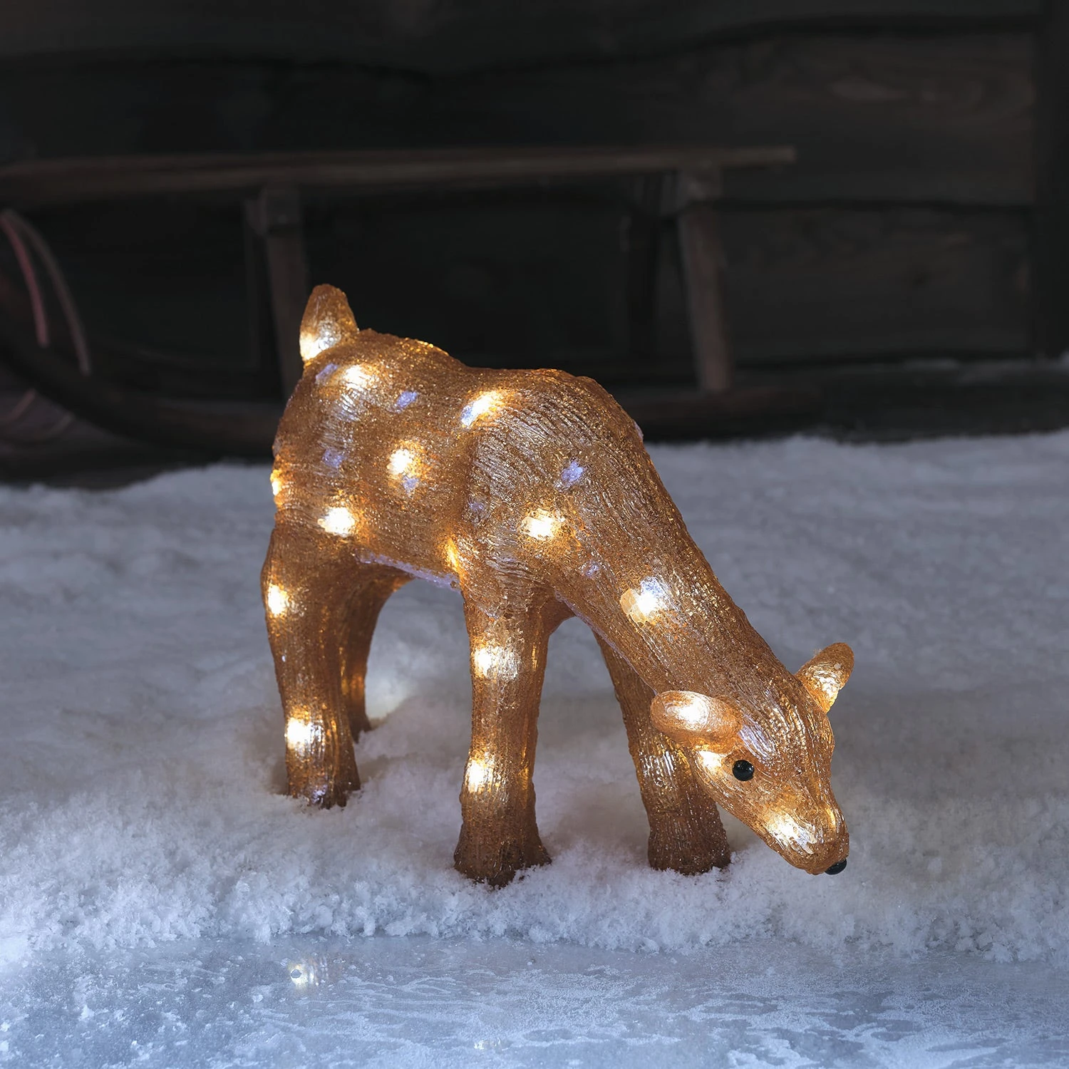 Biche Lumineuse à Piles De 26 Cm Au Pâturage, Figurine De Noël En Acrylique 1 Biche Lumineuse à Piles De 26 Cm Au Pâturage, Figurine De Noël En Acrylique