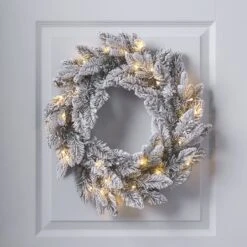 Lot Couronne & Guirlande De Noël Enneigées à LED Blanc Chaud 6 Lot Couronne & Guirlande De Noël Enneigées à LED Blanc Chaud -Boutique De Noël LL25009 couronne enneigee pour l interieur