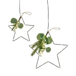 Set De 2 Étoiles Micro-LED Avec Feuillage D’Hiver 11 Set De 2 Étoiles Micro-LED Avec Feuillage D’Hiver -Boutique De Noël LL25017 de 2 etoiles micro led avec feuillage d hiver sur fond blanc