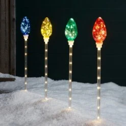 Lot De 4 Balises Extérieures Multicolores De Noël à LED