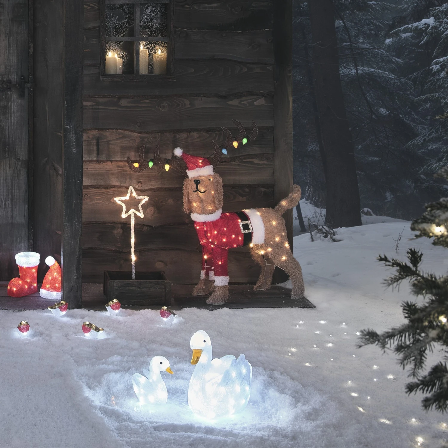 Chien Lumineux Avec Bois De Cerf à Guirlande Multicolore, Figurine De Noël De 80 Cm 2 Chien Lumineux Avec Bois De Cerf à Guirlande Multicolore, Figurine De Noël De 80 Cm – Image 2