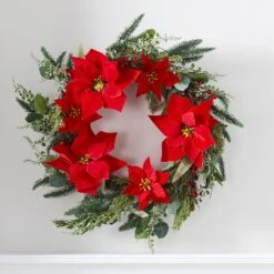 Couronne De Noël Poinsettia De 45 Cm