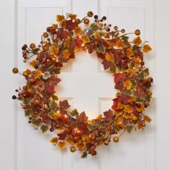 Lot Couronne Automnale De 46 Cm Et Micro LED