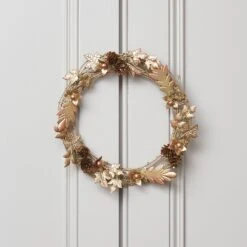 Couronne De Feuilles Dorées De 33 Cm 8 Couronne De Feuilles Dorées De 33 Cm -Boutique De Noël WR21023 Couronne de Feuilles Dorees de 33cm illuminee accrochee sur la porte