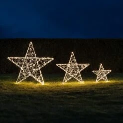 Étoile Lumineuse Extérieure à LED De 60cm -Boutique De Noël XX1911 Moyenne Etoile 3D Micro LED Exterieur Jardin Trio P4