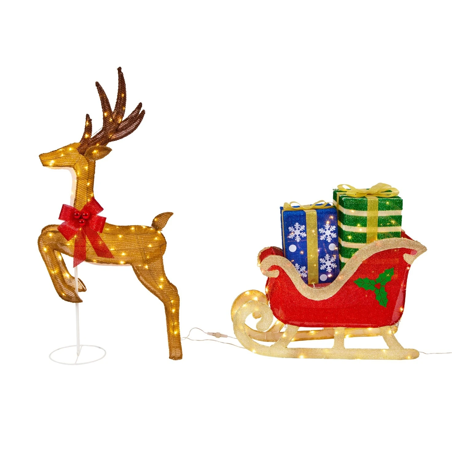 Renne Lumineux Au Galop Et Traîneau Rempli De Cadeaux 2 Renne Lumineux Au Galop Et Traîneau Rempli De Cadeaux – Image 2