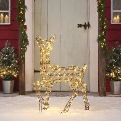 Biche Solaire De Noël à LED Bicolore Studley En Rotin 88 Cm -Boutique De Noël XX25006 biche lumineuse studley a led bicolore 2