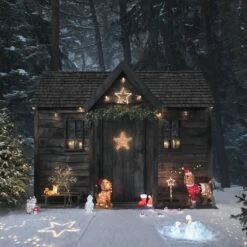 Chiot Lumineux Avec Guirlande Multicolore 5 Chiot Lumineux Avec Guirlande Multicolore -Boutique De Noël cabine exterieure decoree de figurines lumineuses