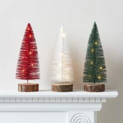 Trio De Mini Sapins De Noël En Bois De Pin