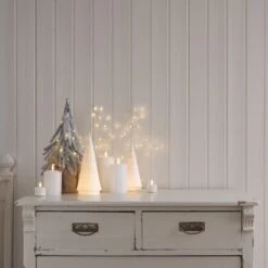 Lot De 2 Sapins Lumineux En Céramique à LED Blanc Chaud 9 Lot De 2 Sapins Lumineux En Céramique à LED Blanc Chaud -Boutique De Noël un commode decore dune variete de sapin et bougies led
